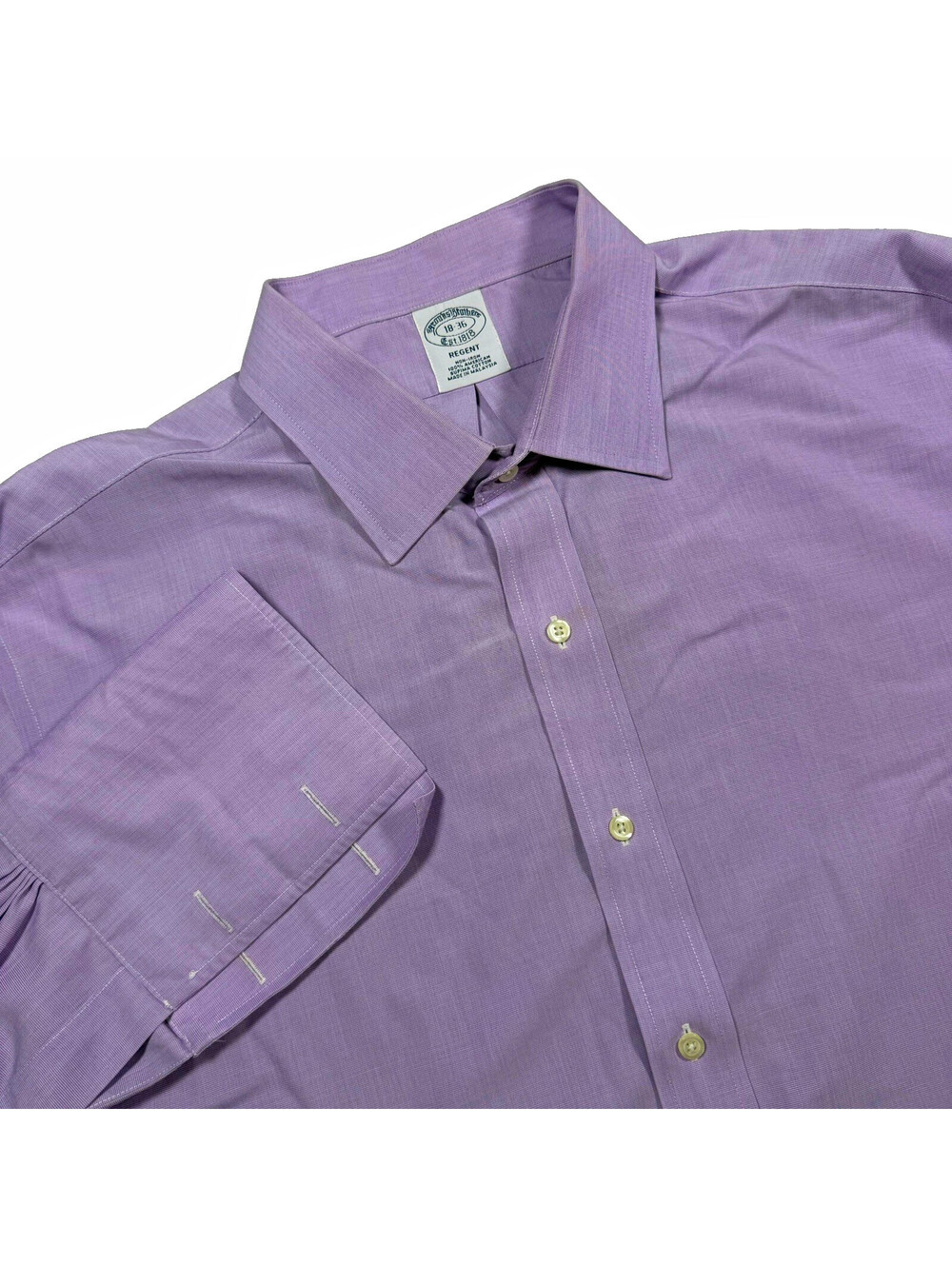 Brooks Brothers Regent Fit Non-Iron French Cuff Purple Dress Shirt 18-36 L/S
